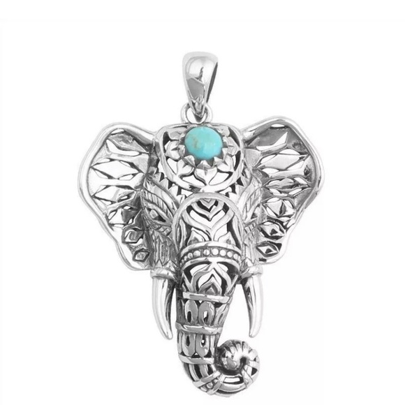 3 for $20 Elephant Turquoise Blue Silver Necklace - Picture 3 of 4
